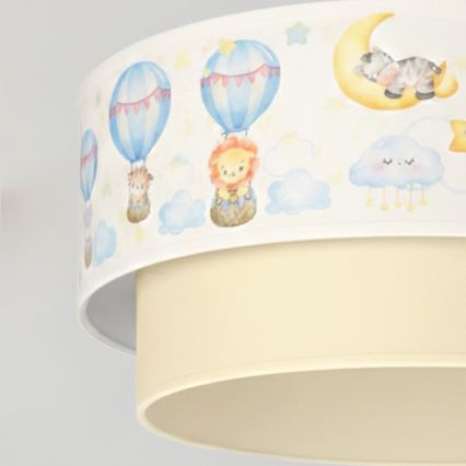 Brilagi - LED Children's pendant lamp on cord BOBO 1xE27/10W/230V Ø 40 cm white/beige/animal motifs