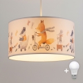 Brilagi - BOBO LED Children's pendant light on cable 1xE27/60W/230V Ø 35 cm White / Animal motif