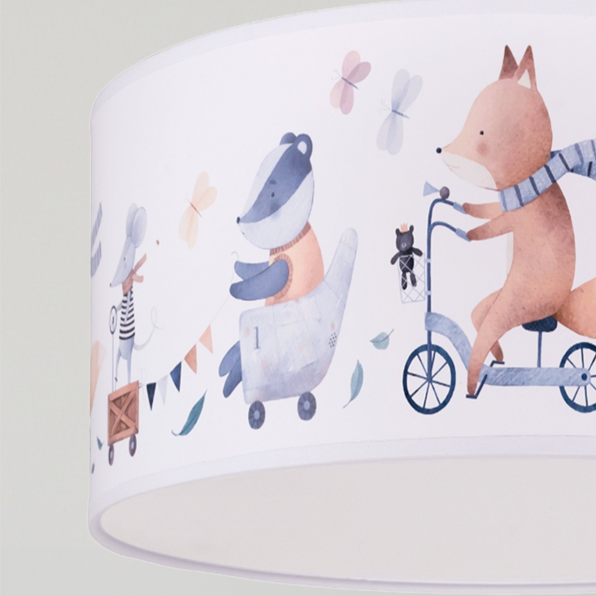 Brilagi - BOBO LED Children's pendant light on cable 1xE27/60W/230V Ø 35 cm White / Animal motif