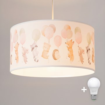 Brilagi - BOBO LED Children's Pendant Light on Cable, 1xE27/60W/230V, Ø35 cm, White/Animal Motifs