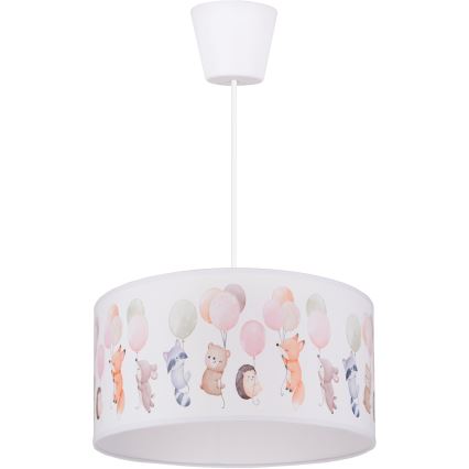 Brilagi - BOBO LED Children's Pendant Light on Cable, 1xE27/60W/230V, Ø35 cm, White/Animal Motifs