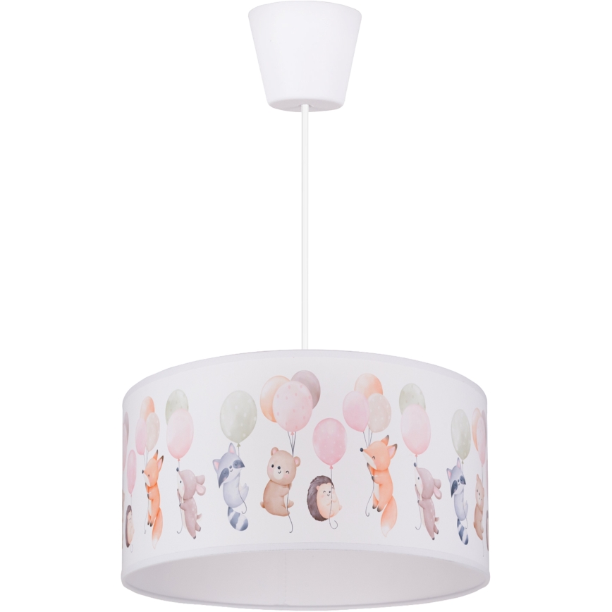 Brilagi - BOBO LED Children's Pendant Light on Cable, 1xE27/60W/230V, Ø35 cm, White/Animal Motifs
