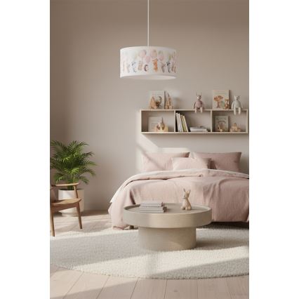Brilagi - BOBO LED Children's Pendant Light on Cable, 1xE27/60W/230V, Ø35 cm, White/Animal Motifs