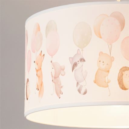 Brilagi - BOBO LED Children's Pendant Light on Cable, 1xE27/60W/230V, Ø35 cm, White/Animal Motifs