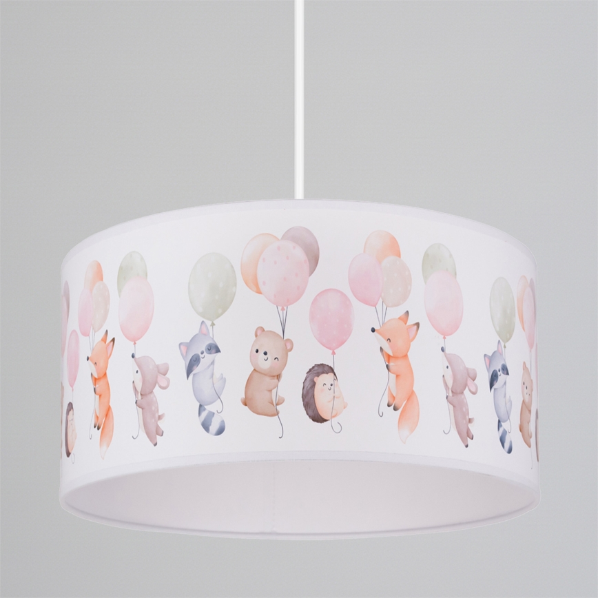 Brilagi - BOBO LED Children's Pendant Light on Cable, 1xE27/60W/230V, Ø35 cm, White/Animal Motifs