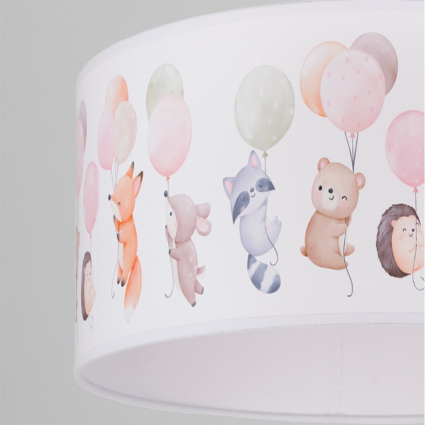 Brilagi - BOBO LED Children's Pendant Light on Cable, 1xE27/60W/230V, Ø35 cm, White/Animal Motifs