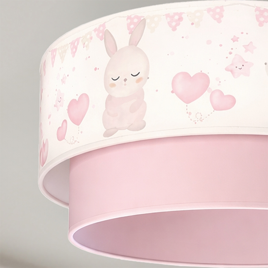 Brilagi - BOBO LED Kids' Pendant Light on Cord 1xE27/60W/230V Ø 40 cm cream/pink/bunnies