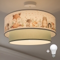 Brilagi - BOBO LED Children's Surface-Mounted Ceiling Light 1xE27/60W/230V Ø 40 cm white/green with animal motifs