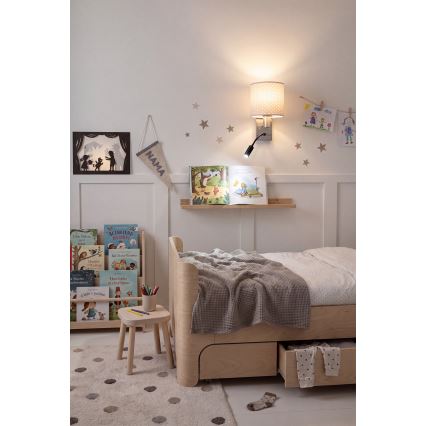 BRILAGI - BOBO LED Adjustable Wall Lamp 1xE27/25W/230V + LED/3W matte chrome/beige/polka dots