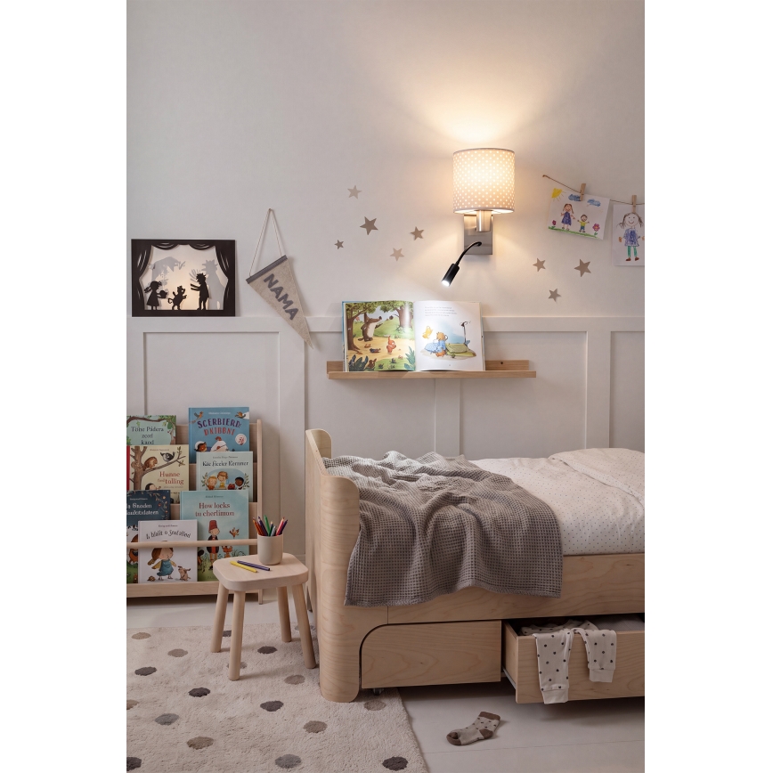 BRILAGI - BOBO LED Adjustable Wall Lamp 1xE27/25W/230V + LED/3W matte chrome/beige/polka dots