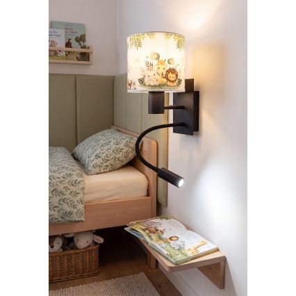 BRILAGI - BOBO LED Children's Flexible Wall Lamp 1xE27/25W/230V + LED/3W black/white/green/jungle