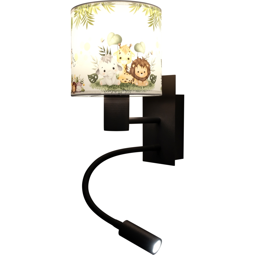 BRILAGI - BOBO LED Children's Flexible Wall Lamp 1xE27/25W/230V + LED/3W black/white/green/jungle