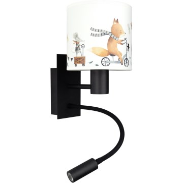 BRILAGI - BOBO LED Kids' Flexible Wall Lamp 1xE27/25W/230V + LED/3W black/white/animal motifs
