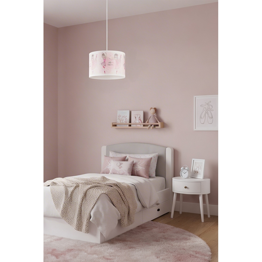 Brilagi - BOBO LED Kids' Pendant Lamp on Cord 1xE27/10W/230V Ø 35 cm Pink/Ballerinas