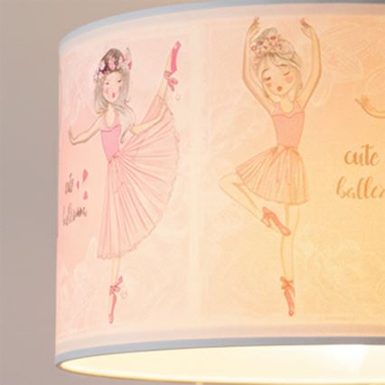 Brilagi - BOBO LED Kids' Pendant Lamp on Cord 1xE27/10W/230V Ø 35 cm Pink/Ballerinas