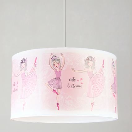 Brilagi - BOBO LED Kids' Pendant Lamp on Cord 1xE27/10W/230V Ø 35 cm Pink/Ballerinas