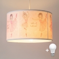 Brilagi - BOBO LED Kids' Pendant Lamp on Cord 1xE27/60W/230V Ø 35 cm Pink/Ballerinas