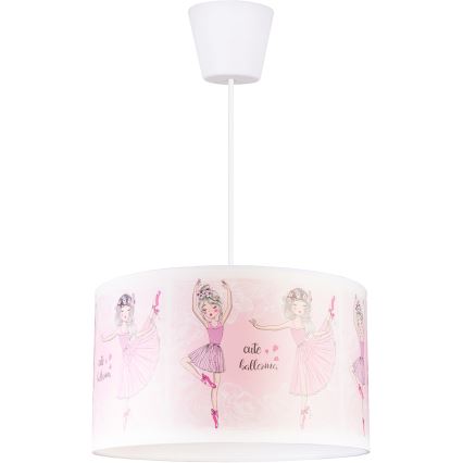 Brilagi - BOBO LED Kids' Pendant Lamp on Cord 1xE27/60W/230V Ø 35 cm Pink/Ballerinas