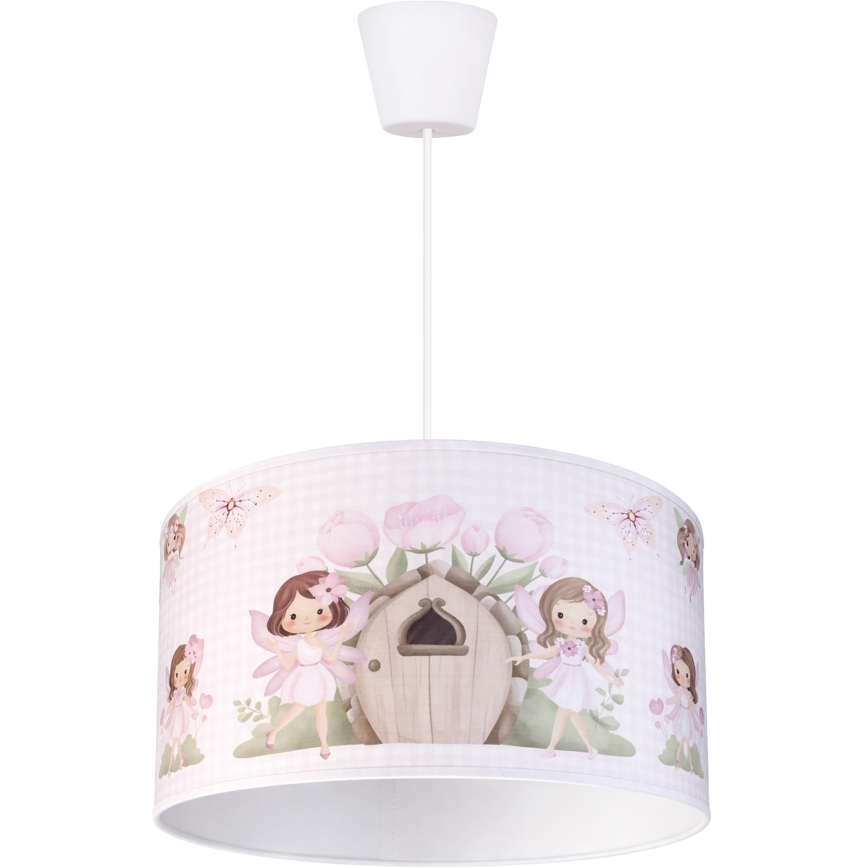 Brilagi - BOBO LED Kids' Pendant Light on Cable 1xE27/10W/230V Ø 35 cm pink/fairies
