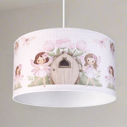 Brilagi - BOBO LED Kids' Pendant Light on Cable 1xE27/10W/230V Ø 35 cm pink/fairies