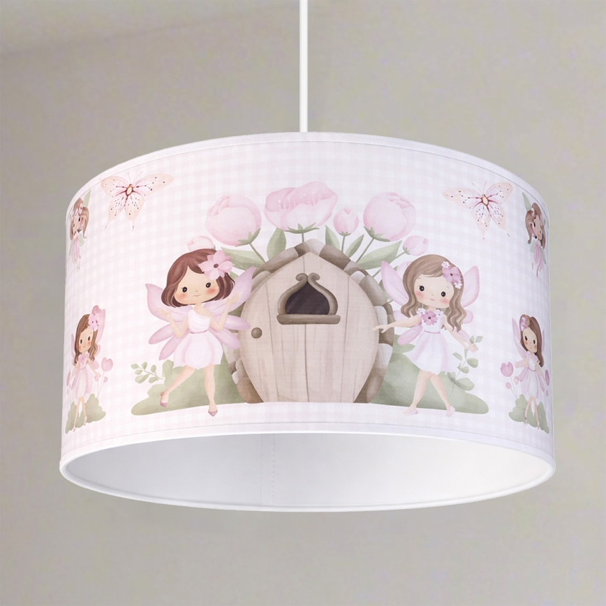 Brilagi - BOBO LED Kids' Pendant Light on Cable 1xE27/10W/230V Ø 35 cm pink/fairies