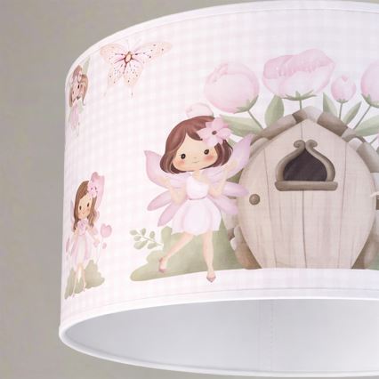 Brilagi - BOBO LED Kids' Pendant Light on Cable 1xE27/10W/230V Ø 35 cm pink/fairies