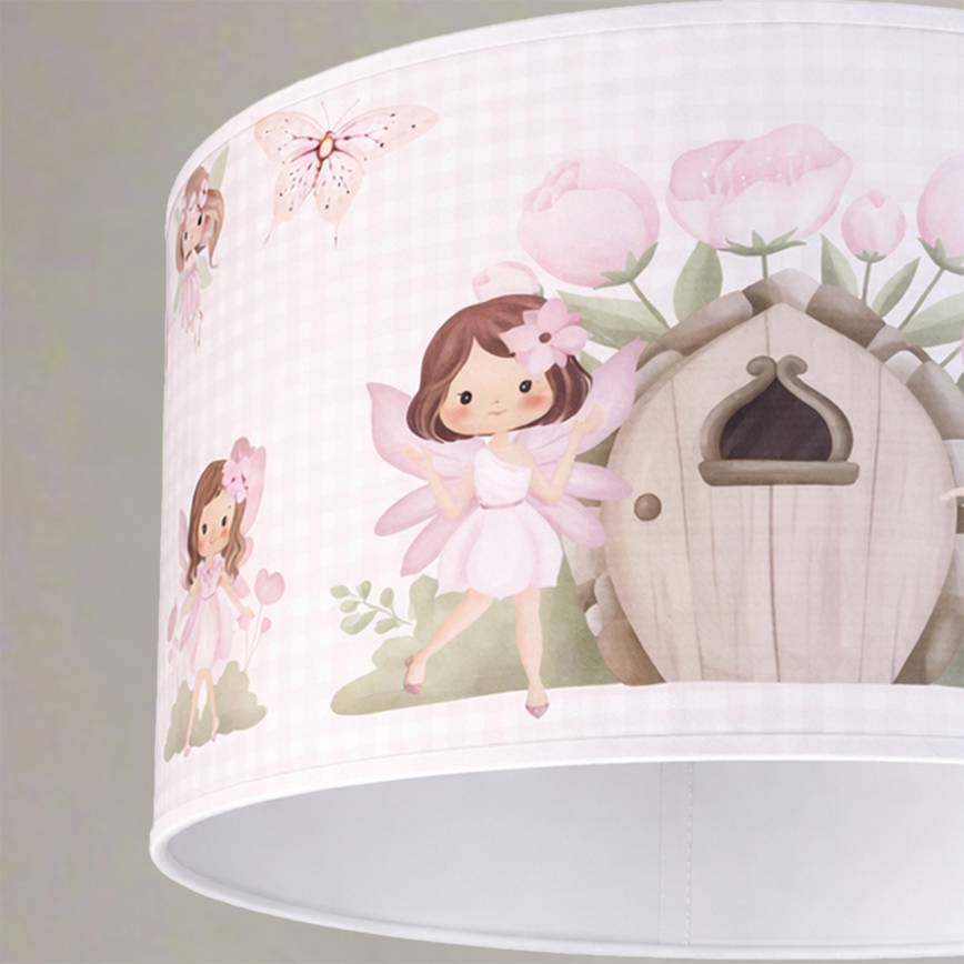 Brilagi - BOBO LED Kids' Pendant Light on Cable 1xE27/10W/230V Ø 35 cm pink/fairies