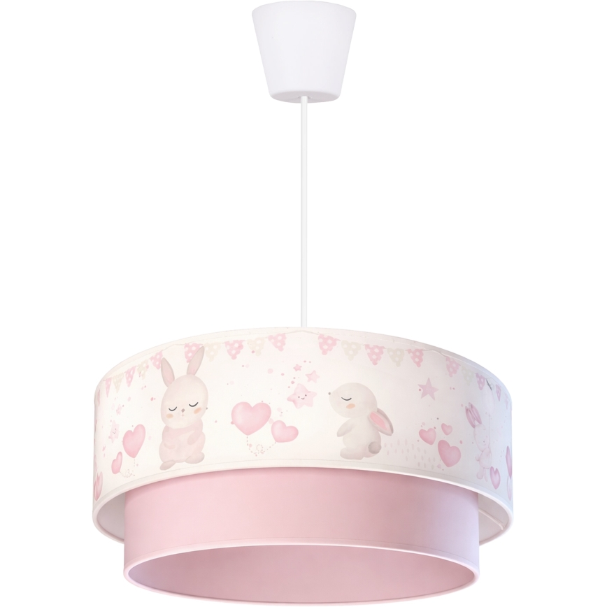 Brilagi - BOBO LED Kids' Pendant Light on Cord 1xE27/10W/230V Ø 40 cm cream/pink with bunny motif