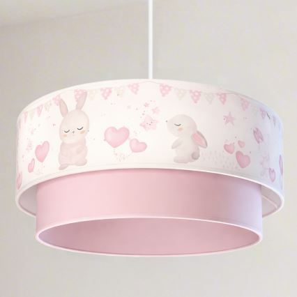 Brilagi - BOBO LED Kids' Pendant Light on Cord 1xE27/10W/230V Ø 40 cm cream/pink with bunny motif