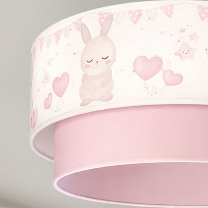 Brilagi - BOBO LED Kids' Pendant Light on Cord 1xE27/10W/230V Ø 40 cm cream/pink with bunny motif