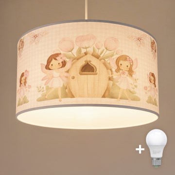 Brilagi - BOBO LED Kids' Pendant Light on Cable 1xE27/60W/230V Ø 35 cm pink/fairies