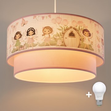 Brilagi - BOBO LED kids pendant light on cord 1xE27/60W/230V pr. 40 cm pink/fairies