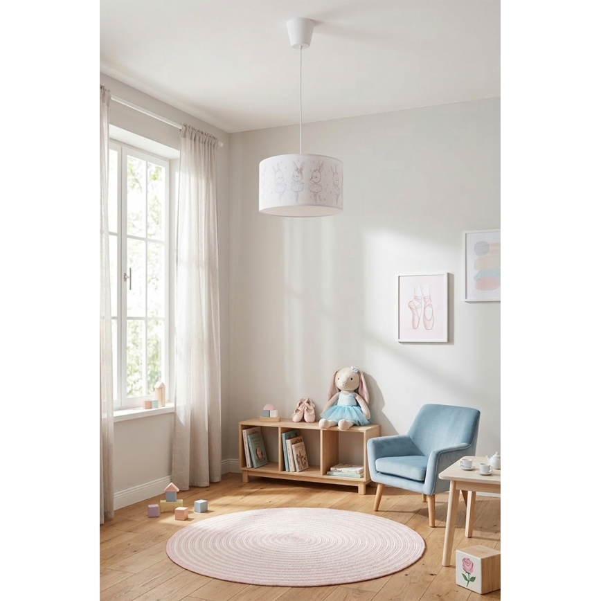 Brilagi - BOBO LED Kids' Pendant on Cable 1x E27/10W/230V dia. 35 cm White/Bunnies