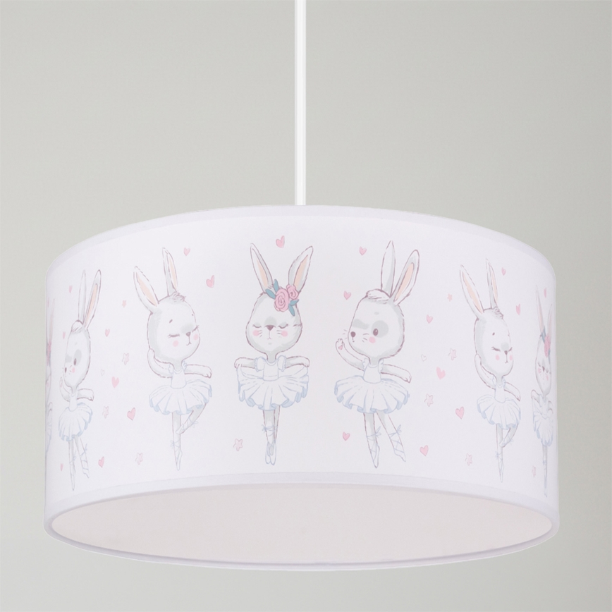 Brilagi - BOBO LED Kids' Pendant on Cable 1x E27/10W/230V dia. 35 cm White/Bunnies