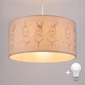 Brilagi - BOBO LED Kids' Pendant on Cable 1x E27/60W/230V dia. 35 cm White/Bunnies