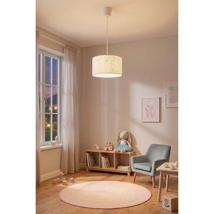 Brilagi - BOBO LED Kids' Pendant on Cable 1x E27/60W/230V dia. 35 cm White/Bunnies