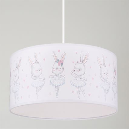 Brilagi - BOBO LED Kids' Pendant on Cable 1x E27/60W/230V dia. 35 cm White/Bunnies