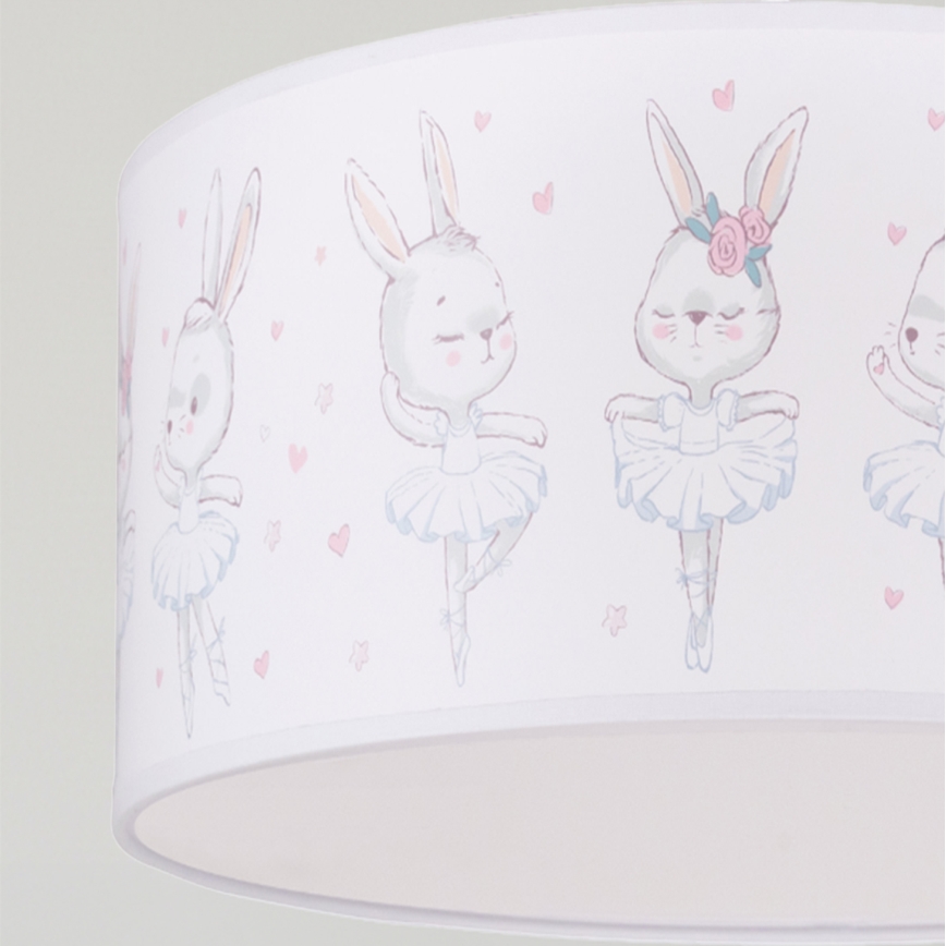 Brilagi - BOBO LED Kids' Pendant on Cable 1x E27/60W/230V dia. 35 cm White/Bunnies