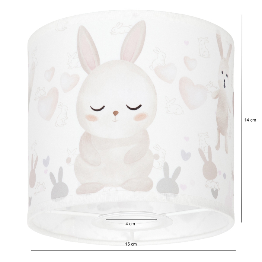 BRILAGI - BOBO Universal E27 Lampshade, 15 cm diameter, White with Cute Bunnies