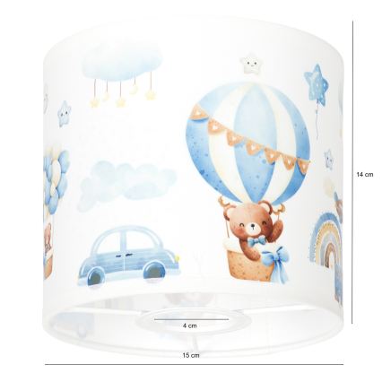 BRILAGI - BOBO Universal Lampshade for E27, Ø 15 cm, White/Blue/Bear Print