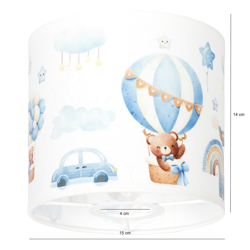 BRILAGI - BOBO Universal Lampshade for E27, Ø 15 cm, White/Blue/Bear Print