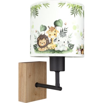 BRILAGI - BOBO WOOD Children's Wall Lamp 1xE27/25W/230V oak/black/white/green/jungle