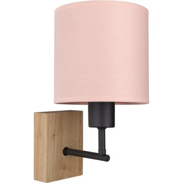BRILAGI - BOBO WOOD Kids' Wall Lamp 1xE27/25W/230V Oak/Black/Pink