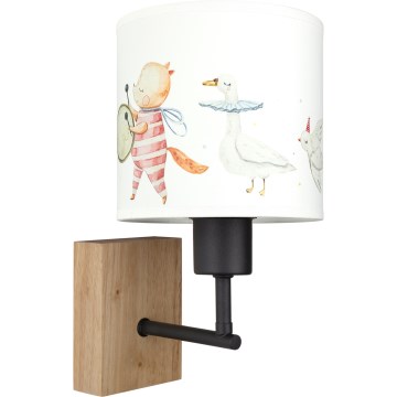 BRILAGI - BOBO WOOD Kids' Wall Lamp 1xE27/25W/230V oak/black/white/animals