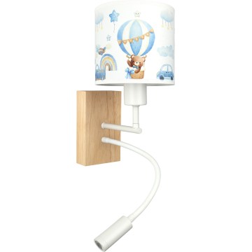 BRILAGI - BOBO WOOD LED Adjustable Kids' Wall Lamp 1xE27/25W/230V + LED/3W oak/white/blue/teddy bears