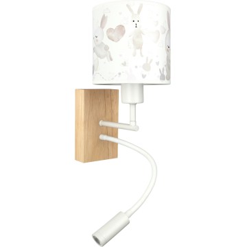 BRILAGI - BOBO WOOD LED Kids' Flexible Wall Lamp 1xE27/25W/230V + LED/3W oak/white/bunnies