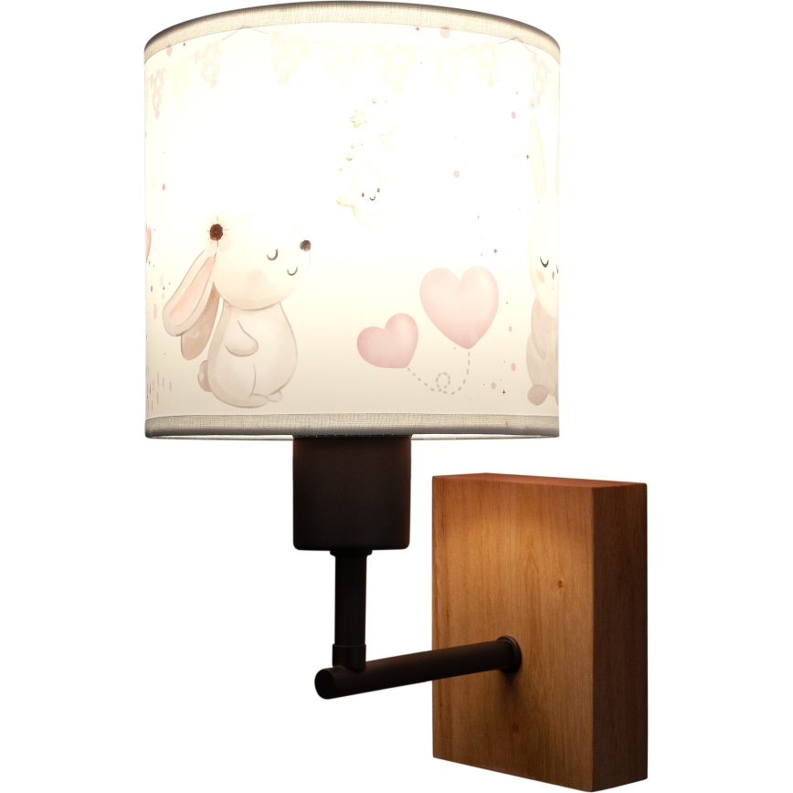 BRILAGI - Children's wall lamp BOBO WOOD 1xE27/25W/230V oak/black/cream/bunnies