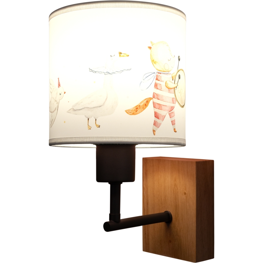 BRILAGI - BOBO WOOD Kids' Wall Lamp 1xE27/25W/230V oak/black/white/animals