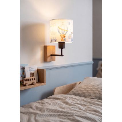 BRILAGI - Children's wall lamp BOBO WOOD 1xE27/25W/230V oak/black/white/blue/teddy bears