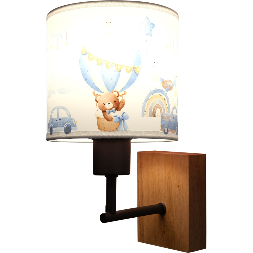BRILAGI - Children's wall lamp BOBO WOOD 1xE27/25W/230V oak/black/white/blue/teddy bears